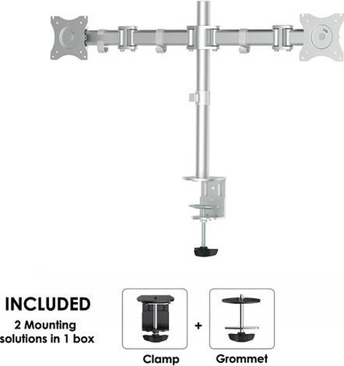 Neomounts bureausteun nm d135dsilver bev 10 orig - Neomounts Nm-D135Dsilver tot 27" Bureausteun (zilver)