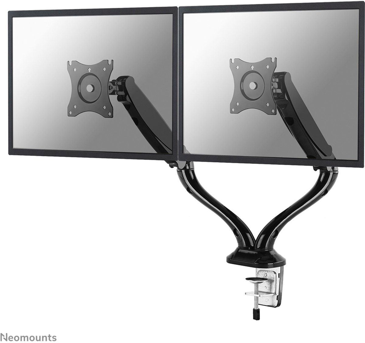 Neomounts bureausteun nm d500dblack beve 10 orig - Neomounts Nm-D500Dblack voor 2 schermen tot 27" Bureausteun (zwart)