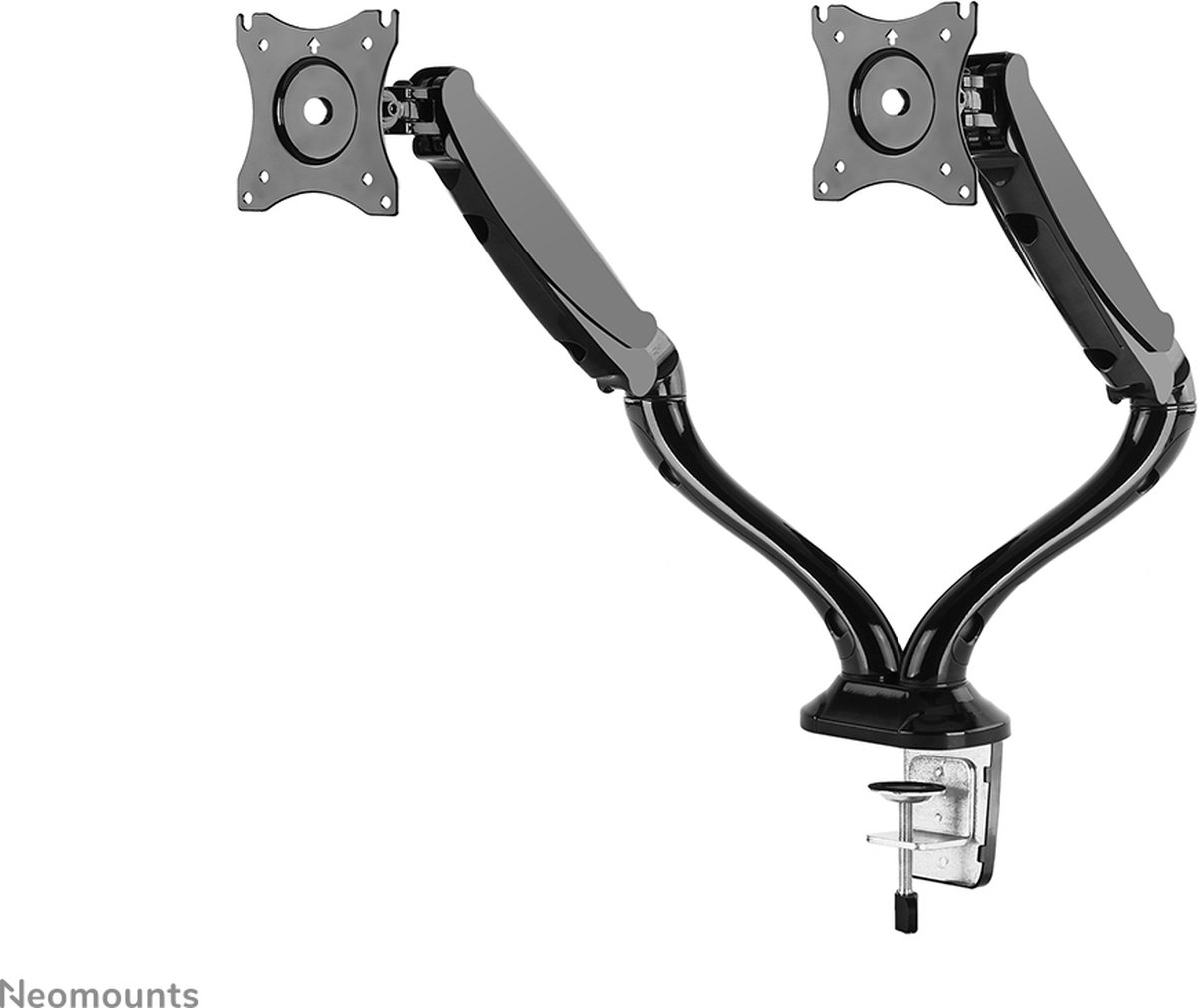 Neomounts bureausteun nm d500dblack beve 4 orig - Neomounts Nm-D500Dblack voor 2 schermen tot 27" Bureausteun (zwart)