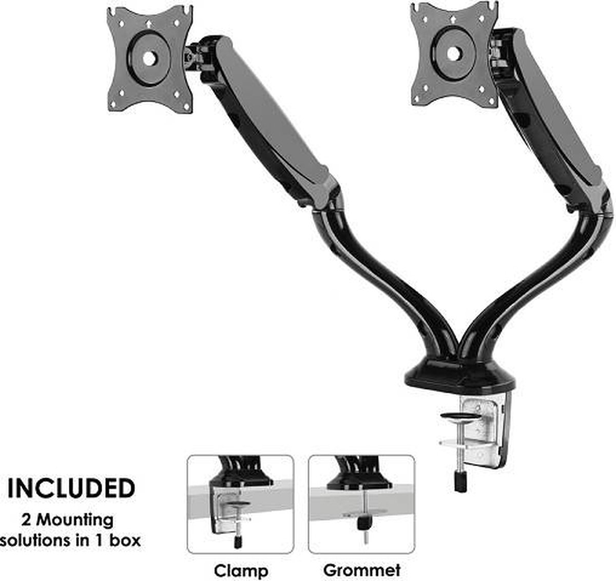 Neomounts bureausteun nm d500dblack beve 5 orig - Neomounts Nm-D500Dblack voor 2 schermen tot 27" Bureausteun (zwart)