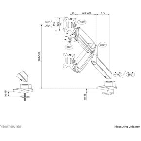 Neomounts ds70 450bl1 monitorarm 7 orig - Neomounts DS70-450BL1 monitorarm tot 42" Bureausteun (zwart)