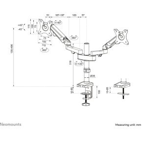 Neomounts ds70 750bl2 monitor bureausteu 8 orig - Neomounts Ds70-750Bl2 voor 2 schermen tot 27" Bureausteun (zwart)