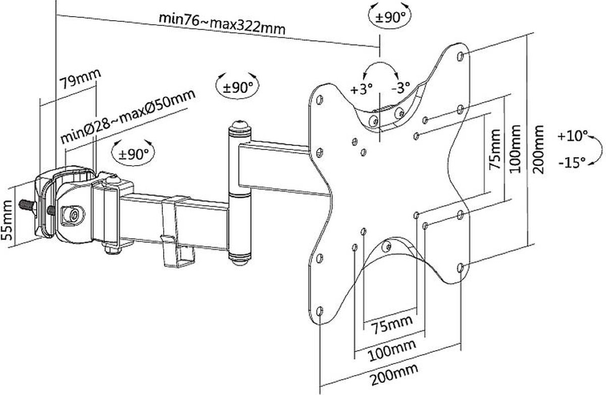 Neomounts fl40 450bl12 tv paalsteun 23 4 2 orig - Neomounts Fl40-450Bl12 Tv-Paalsteun 23-42" tot 42" Bureausteun (zwart)