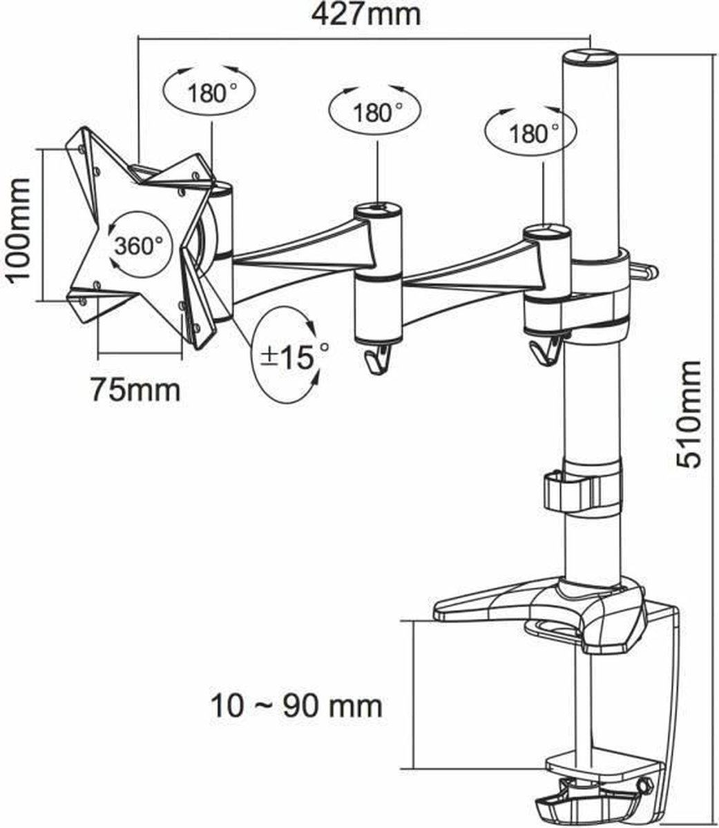 Neomounts fpma d1330silver monitorarm 1 7 orig - Neomounts Fpma-D1330Silver Monitorarm 1 tot 30" Bureausteun (zilver)
