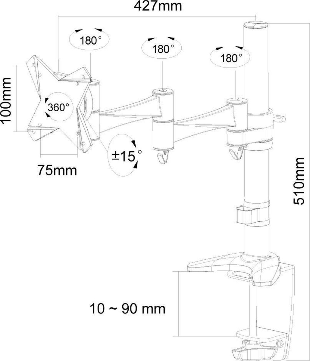 Neomounts fpma d1330silver monitorarm 1 8 orig - Neomounts Fpma-D1330Silver Monitorarm 1 tot 30" Bureausteun (zilver)