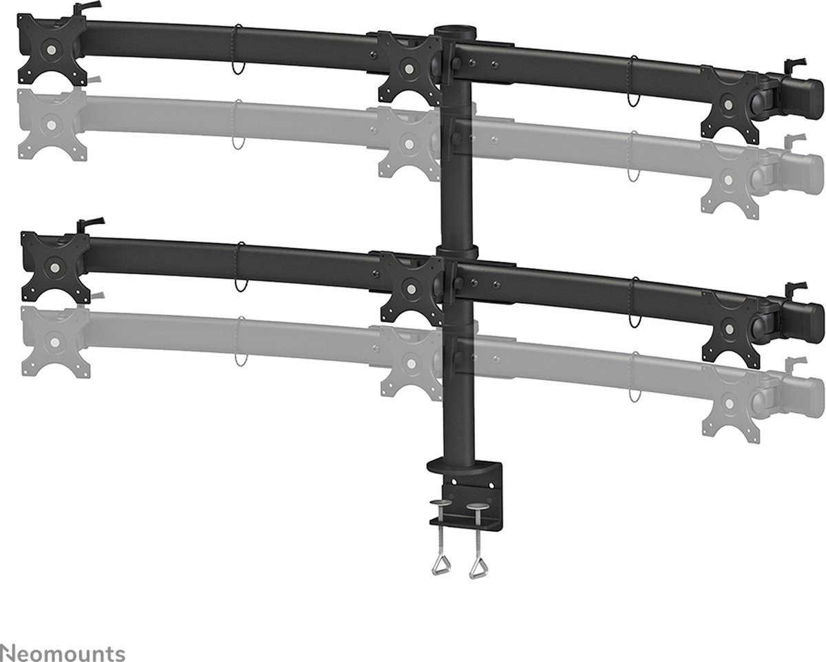 Neomounts fpma d700d6 bevestiging 9 orig - Neomounts FPMA-D700D6 voor 6 schermen tot 27" Bureausteun (zwart)