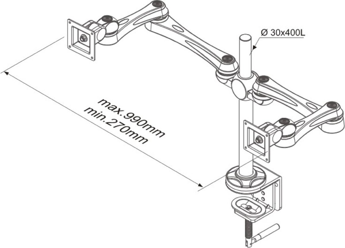 Neomounts fpma d930d monitorarm 2 scherm 6 orig - Neomounts Fpma-D930D voor 2 schermen tot 30" Bureausteun (zilver)