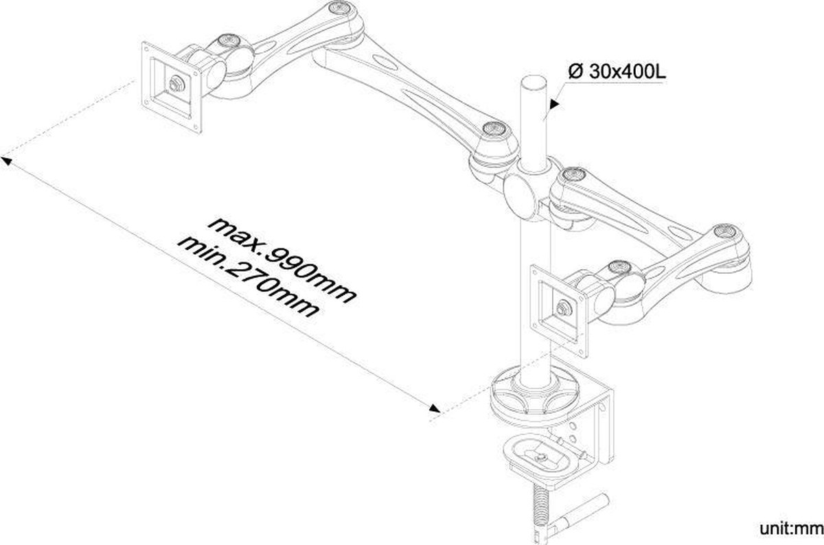 Neomounts fpma d930d monitorarm 2 scherm 9 orig - Neomounts Fpma-D930D voor 2 schermen tot 30" Bureausteun (zilver)