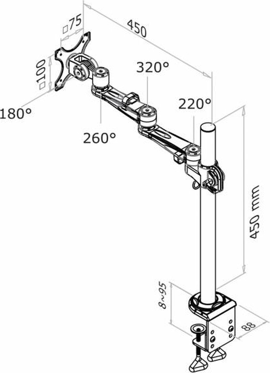 Neomounts fpma d935 monitorarm 1 scherm 10 orig - Neomounts Fpma-D935 Monitorarm 1 Scherm tot 30" Bureausteun (zilver)
