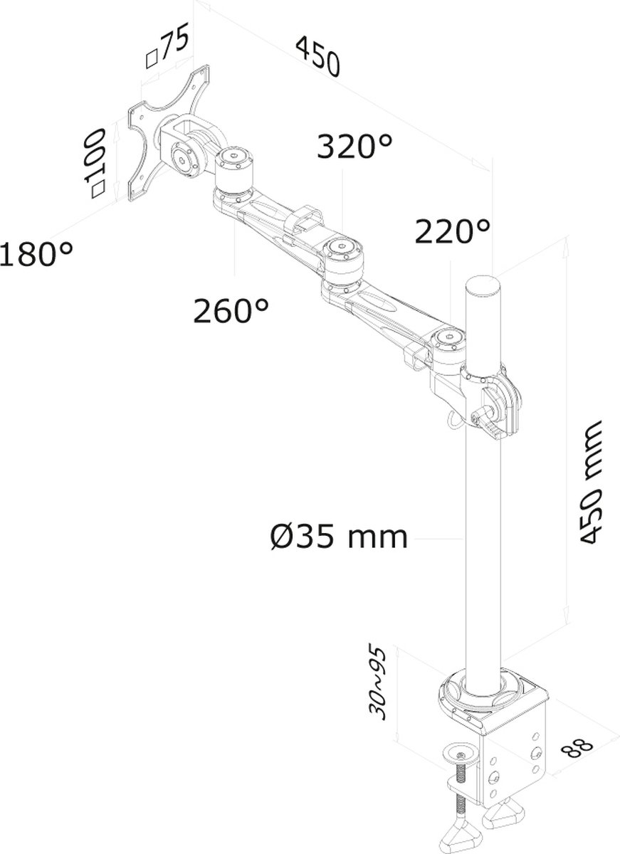 Neomounts fpma d935 monitorarm 1 scherm 9 orig - Neomounts Fpma-D935 Monitorarm 1 Scherm tot 30" Bureausteun (zilver)