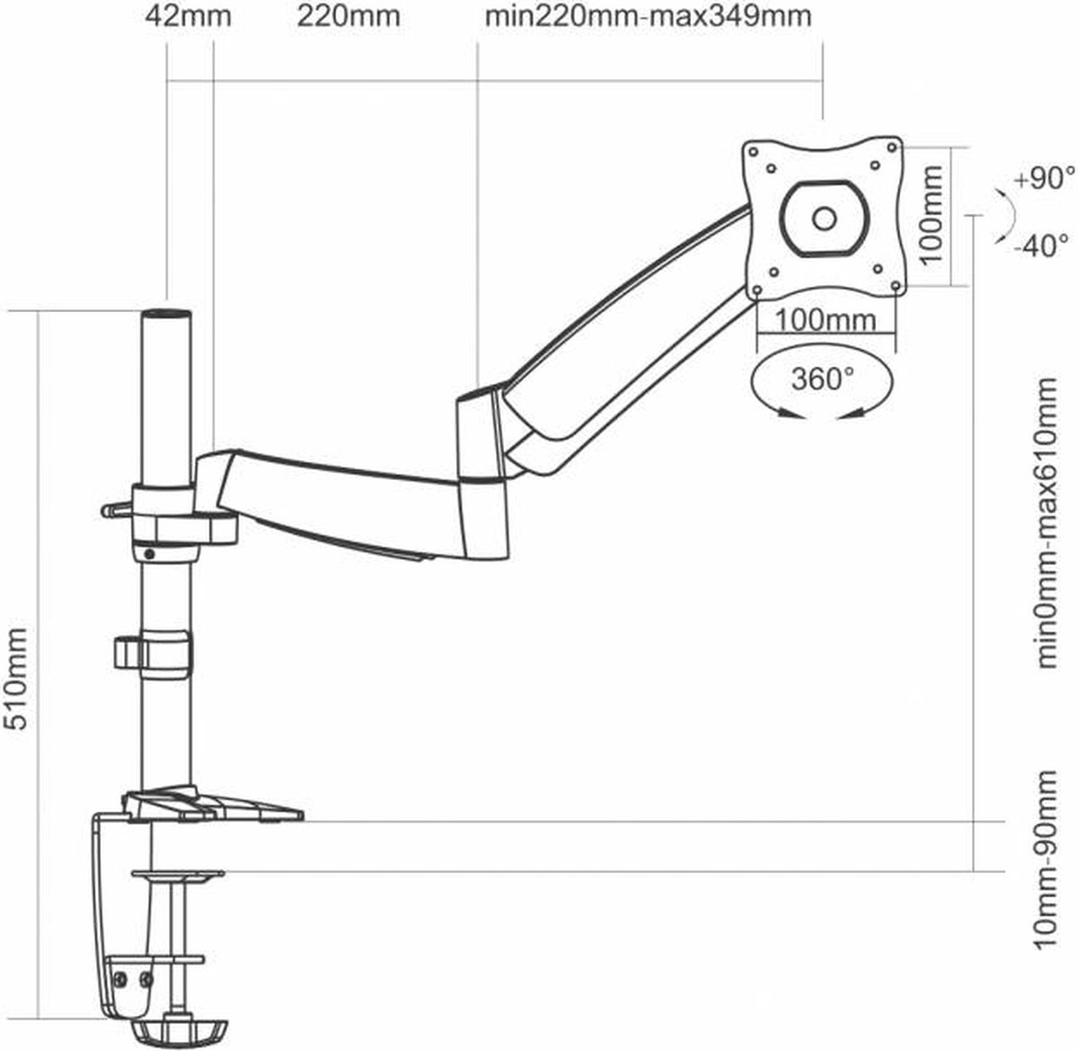 Neomounts fpma d950 monitorarm 1 scherm 7 orig - Neomounts Fpma-D950 tot 27" Bureausteun (zilver)