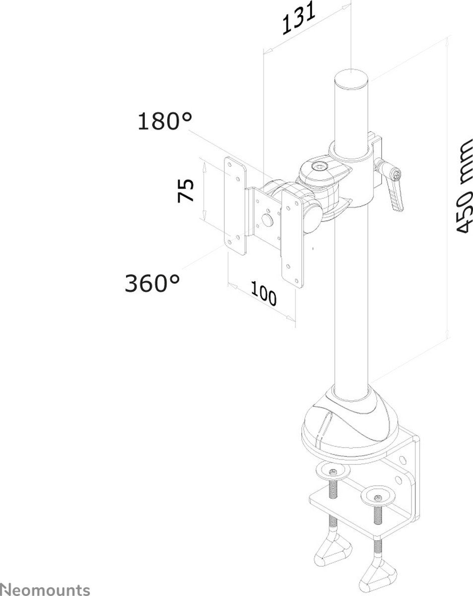 Neomounts fpma d965 monitorarm 1 scherm 5 orig - Neomounts Fpma-D965 Monitorarm 1 Scherm tot 30" Bureausteun (zwart)