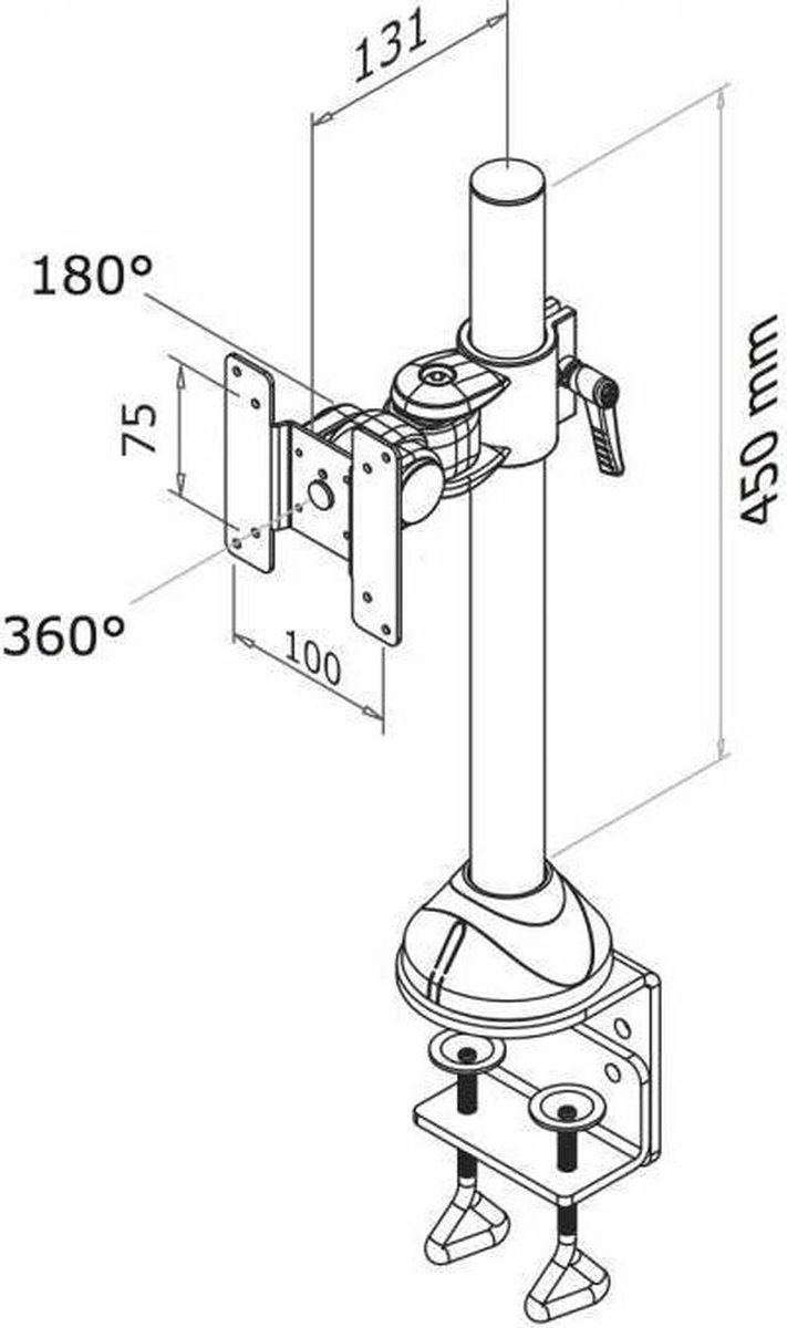Neomounts fpma d965 monitorarm 1 scherm 7 orig - Neomounts Fpma-D965 Monitorarm 1 Scherm tot 30" Bureausteun (zwart)