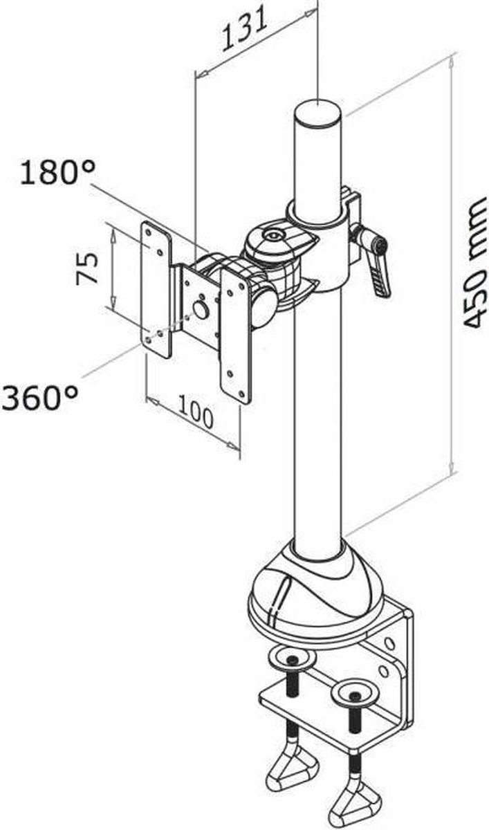 Neomounts fpma d965 monitorarm 1 scherm 8 orig - Neomounts Fpma-D965 Monitorarm 1 Scherm tot 30" Bureausteun (zwart)