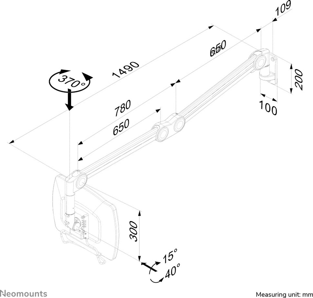 Neomounts fpma haw200 medische monitorar 5 orig - Neomounts Fpma-Haw200 Medische Monitorarm tot 27" Muurbeugel (wit)