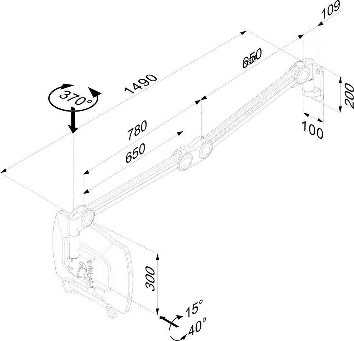 Neomounts fpma haw200 medische monitorar 7 orig - Neomounts Fpma-Haw200 Medische Monitorarm tot 27" Muurbeugel (wit)
