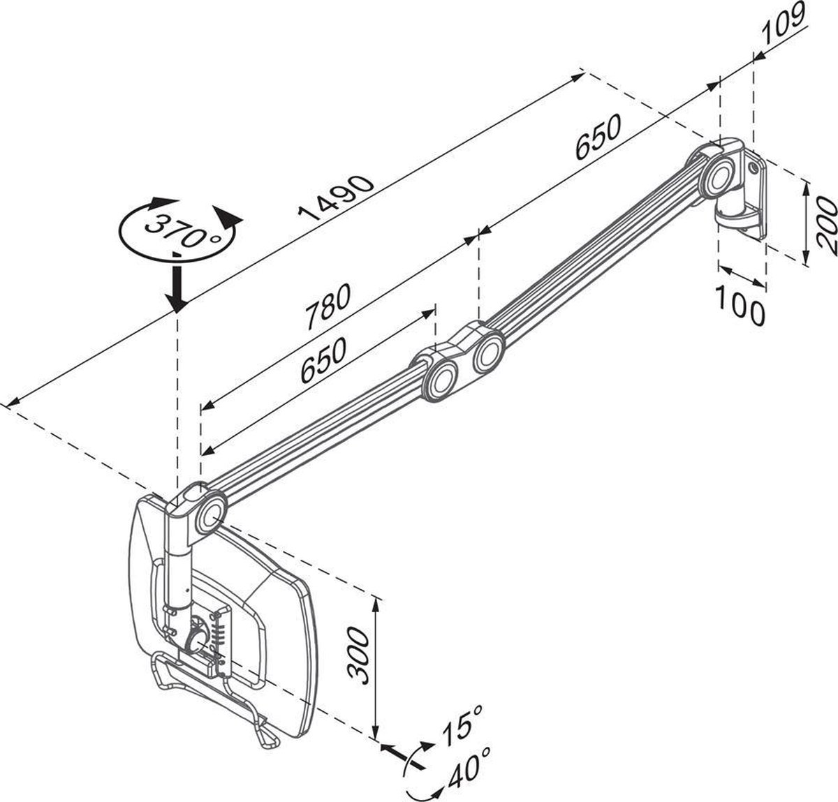 Neomounts fpma haw200 medische monitorar 8 orig - Neomounts Fpma-Haw200 Medische Monitorarm tot 27" Muurbeugel (wit)