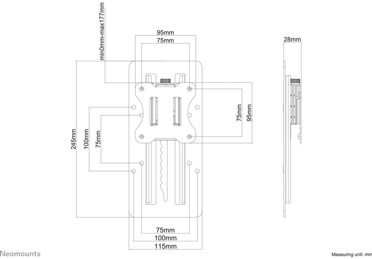 Neomounts fpma lift100 hoogteverstelbare 8 orig - Neomounts Fpma-Lift100 Hoogteverstelbare tot 27" VESA-adapter (zilver)
