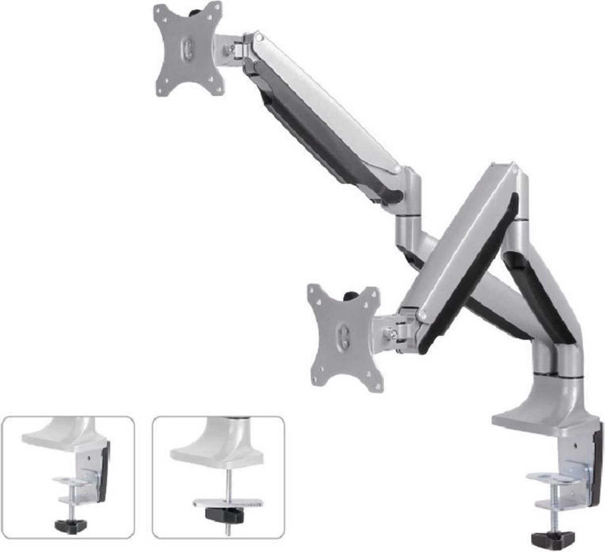 Neomounts nm d750dsilver monitorarm 2 sc 5 orig - Neomounts Nm-D750Dsilver voor 2 schermen tot 32" Bureausteun (zilver)
