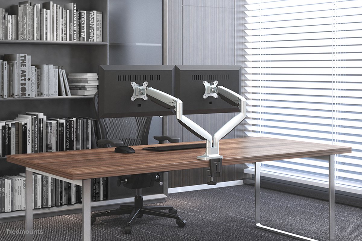 Neomounts nm d750dsilver monitorarm 2 sc 7 orig - Neomounts Nm-D750Dsilver voor 2 schermen tot 32" Bureausteun (zilver)