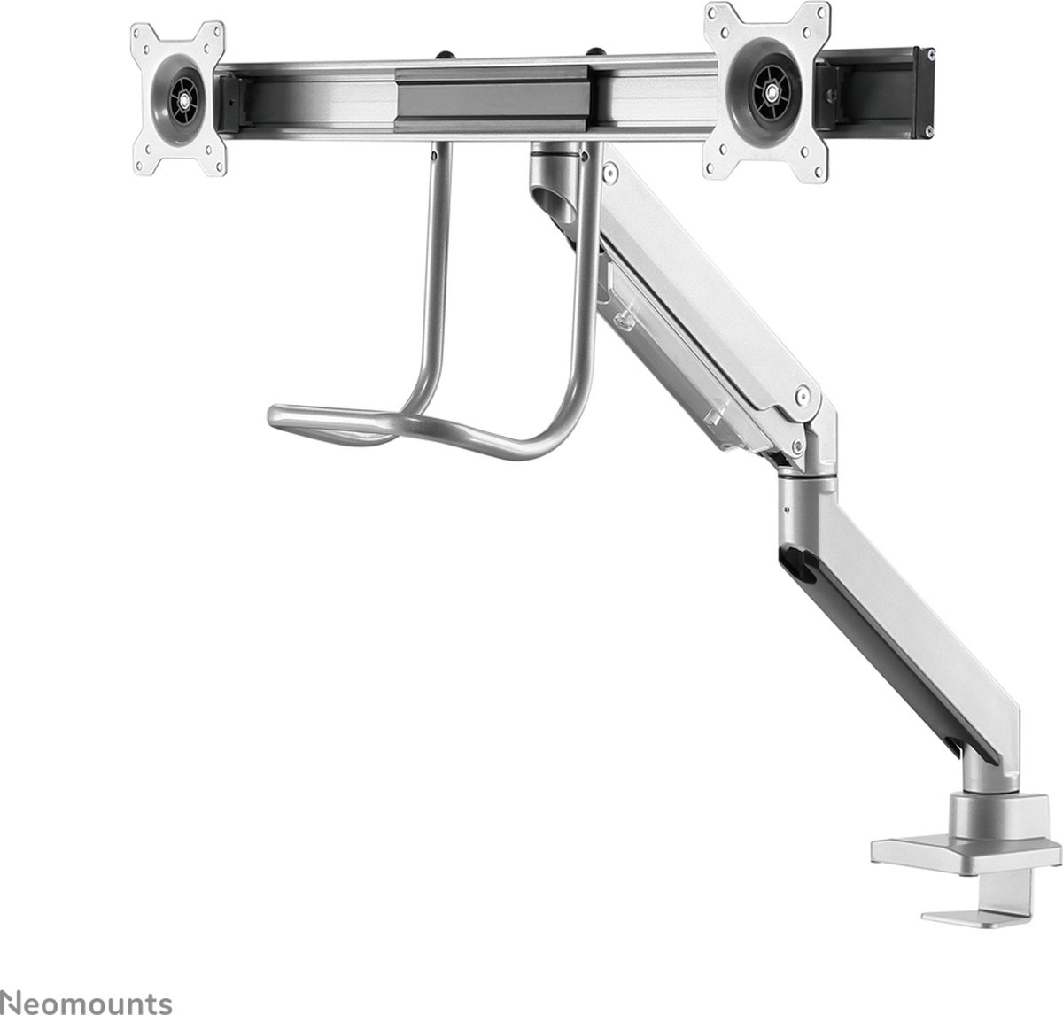 Neomounts nm d775dxsilver crossbar monit 10 orig - Neomounts Nm-D775Dxsilver voor 2 schermen tot 32" Bureausteun (zilver)