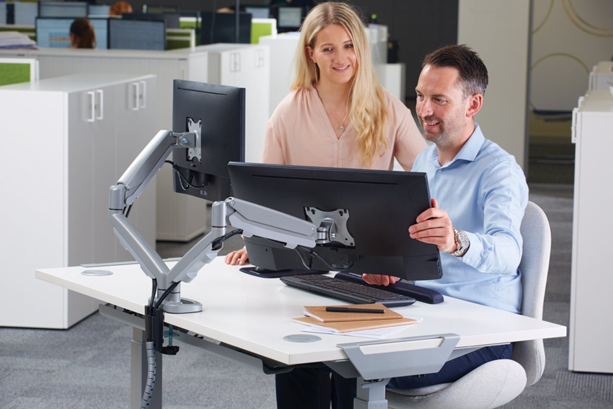 Screen table support fellowes 9683401 10 orig - Screen Table Support voor 2 schermen tot 40" Bureausteun (zwart)