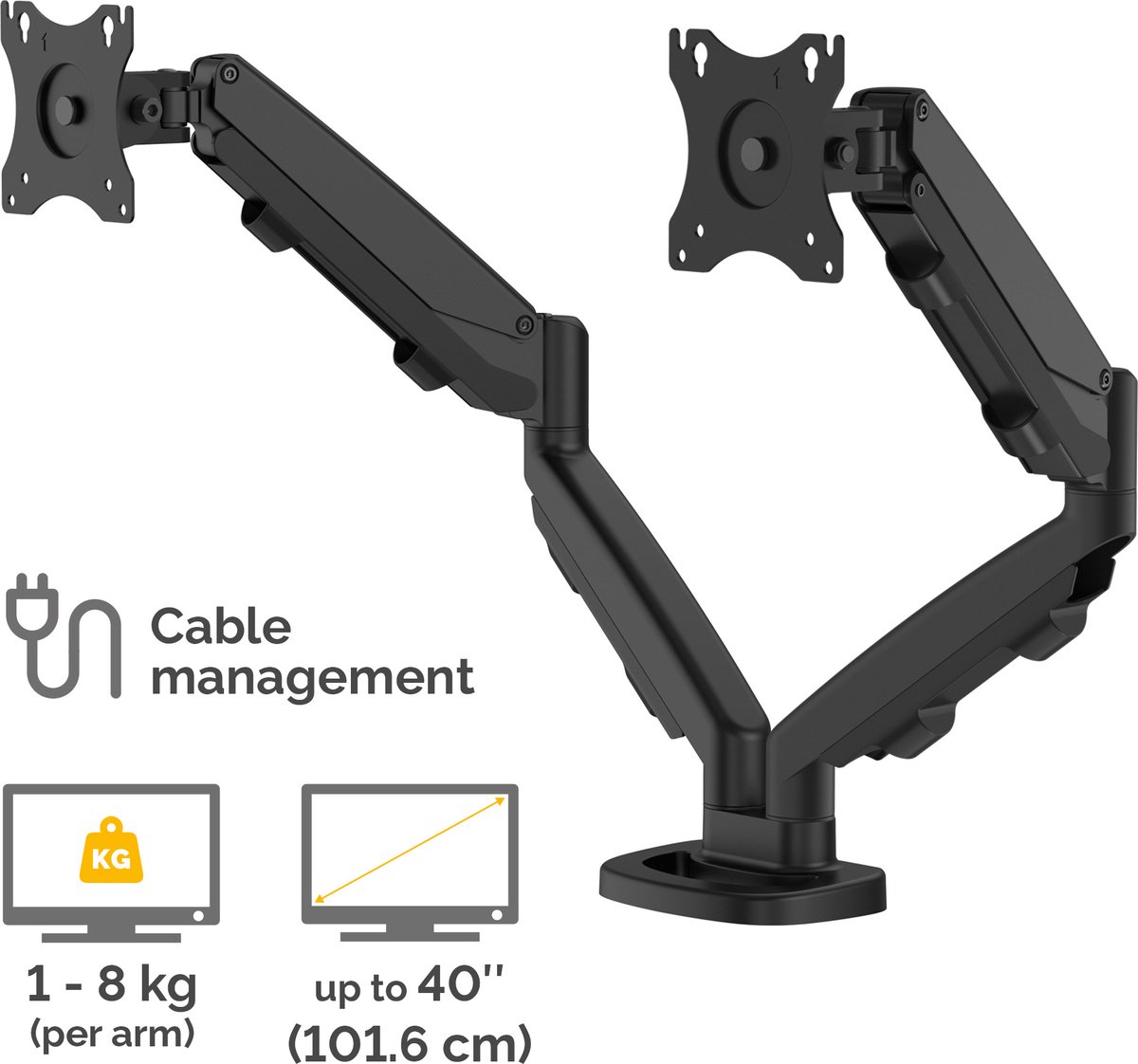Screen table support fellowes 9683401 3 orig - Screen Table Support voor 2 schermen tot 40" Bureausteun (zwart)