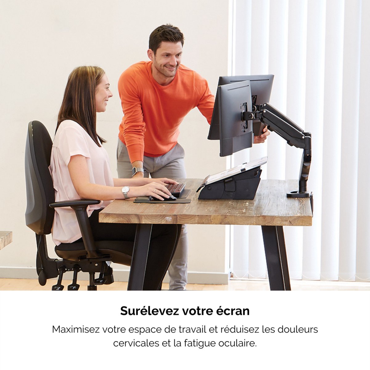 Screen table support fellowes 9683401 4 orig - Screen Table Support voor 2 schermen tot 40" Bureausteun (zwart)