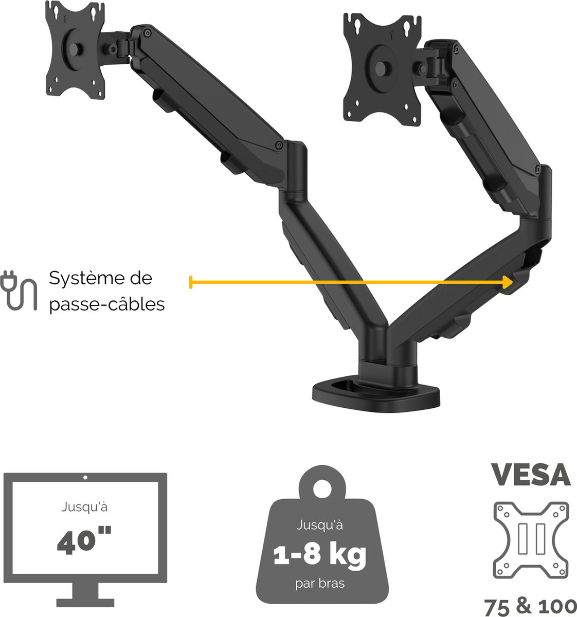 Screen table support fellowes 9683401 5 orig - Screen Table Support voor 2 schermen tot 40" Bureausteun (zwart)