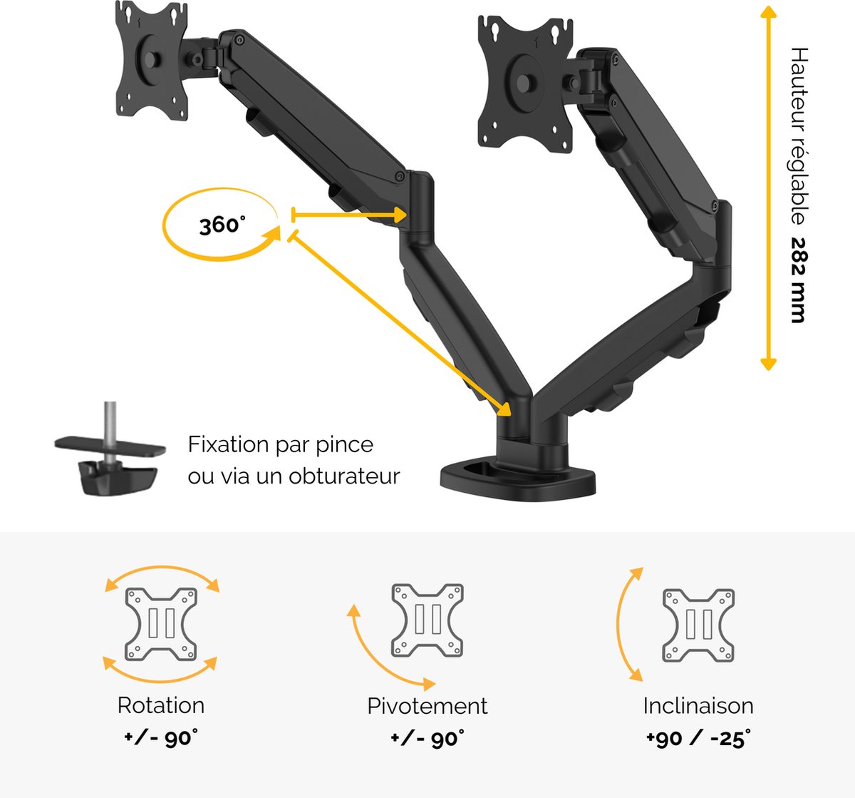 Screen table support fellowes 9683401 7 orig - Screen Table Support voor 2 schermen tot 40" Bureausteun (zwart)