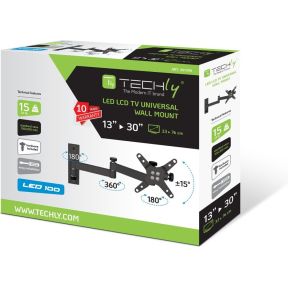 Techly ica lcd 104bk 30 zwart flat 2 orig - Techly ICA-LCD-104BK tot 30" Muurbeugel (zwart)