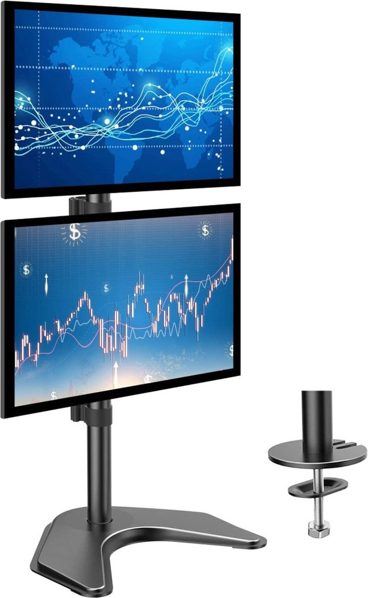 Techly ica lcd 2520v monitorvoet 2 vo 5 orig - TECHly Ica-LCD-2520V voor 2 schermen tot 27" Monitorstandaard (zwart)