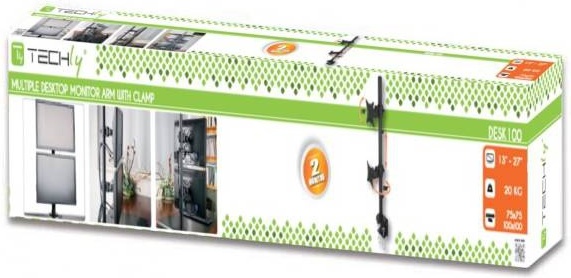 Techly ica lcd 350 d 27 zwart 2 orig - Techly ICA-LCD-350-D voor 2 schermen tot 27" Bureausteun (zwart)