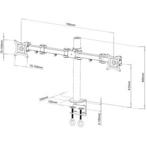 Techly ica lcd 482 d 31 zwart 3 orig - Techly ICA-LCD-482-D voor 2 schermen tot 27" Bureausteun (zwart)