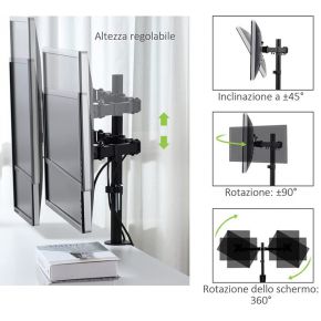 Techly ica lcd 482 d 31 zwart 4 orig - Techly ICA-LCD-482-D voor 2 schermen tot 27" Bureausteun (zwart)