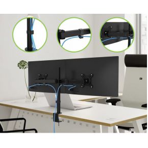 Techly ica lcd 482 d 31 zwart 5 orig - Techly ICA-LCD-482-D voor 2 schermen tot 27" Bureausteun (zwart)