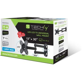 Techly ica lcd 923b 30 zwart flat 6 orig - Techly ICA-LCD-923B tot 30" Muurbeugel (zwart)