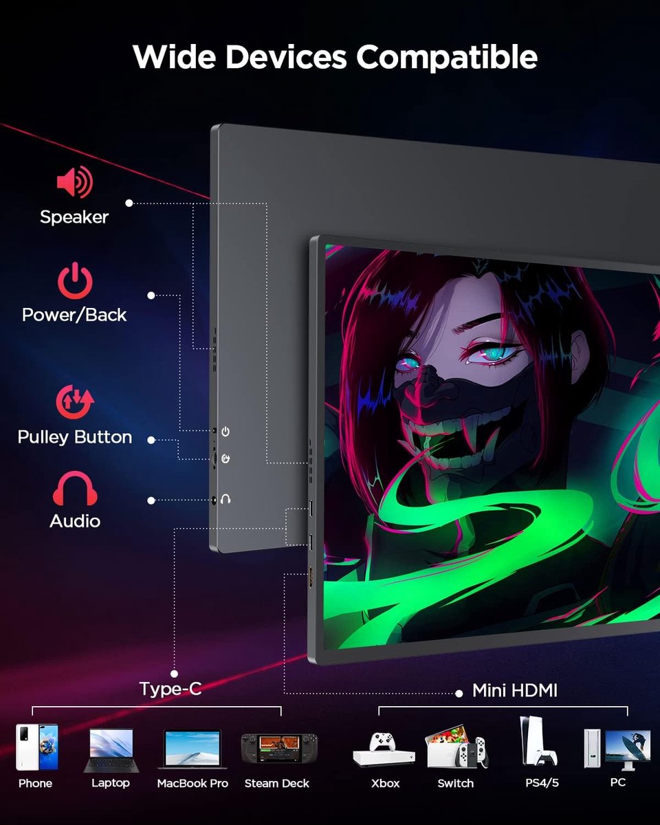 Beeldscherm Plug & Play 16" Monitor (Black) - afbeelding 2