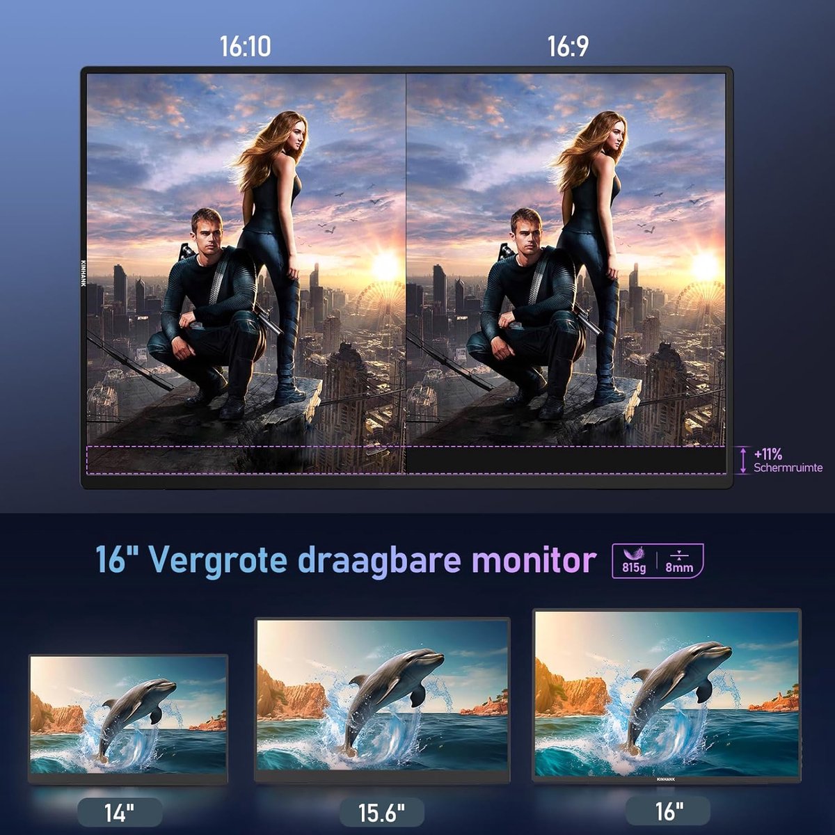 Beeldscherm Plug & Play 16" Monitor (Black) - afbeelding 10