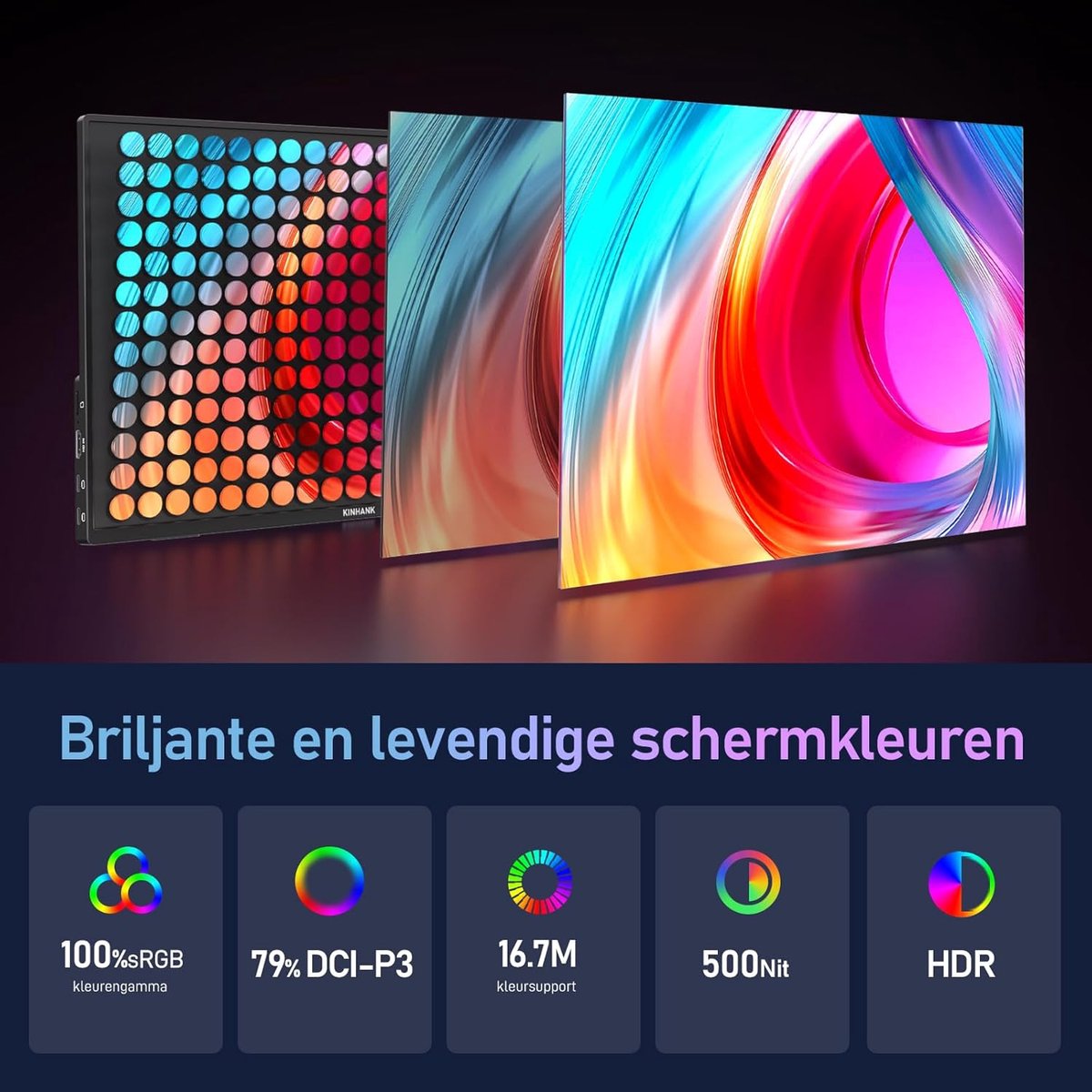 Beeldscherm Plug & Play 16" Monitor (Black) - afbeelding 2