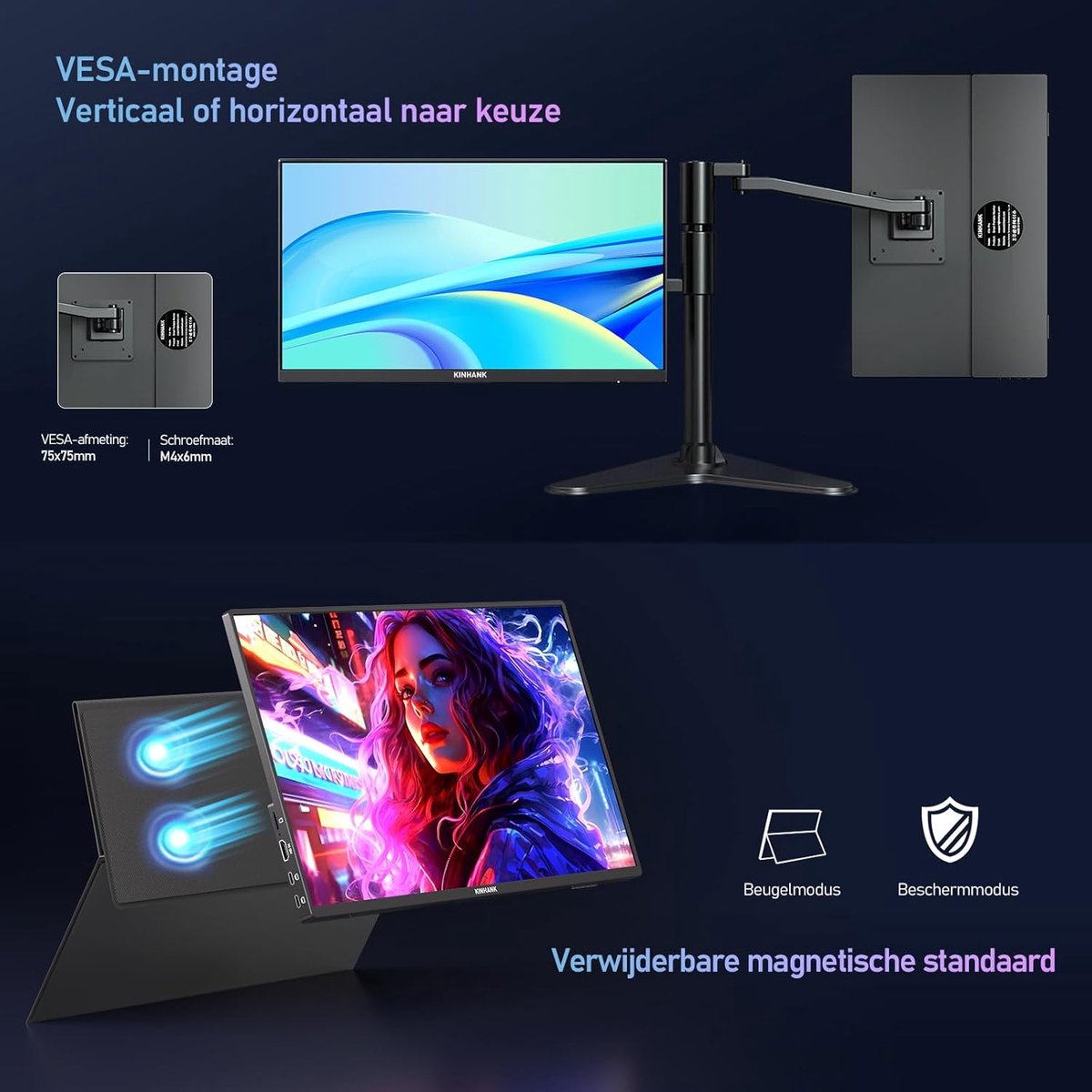 Beeldscherm Plug & Play 16" Monitor (Black) - afbeelding 5