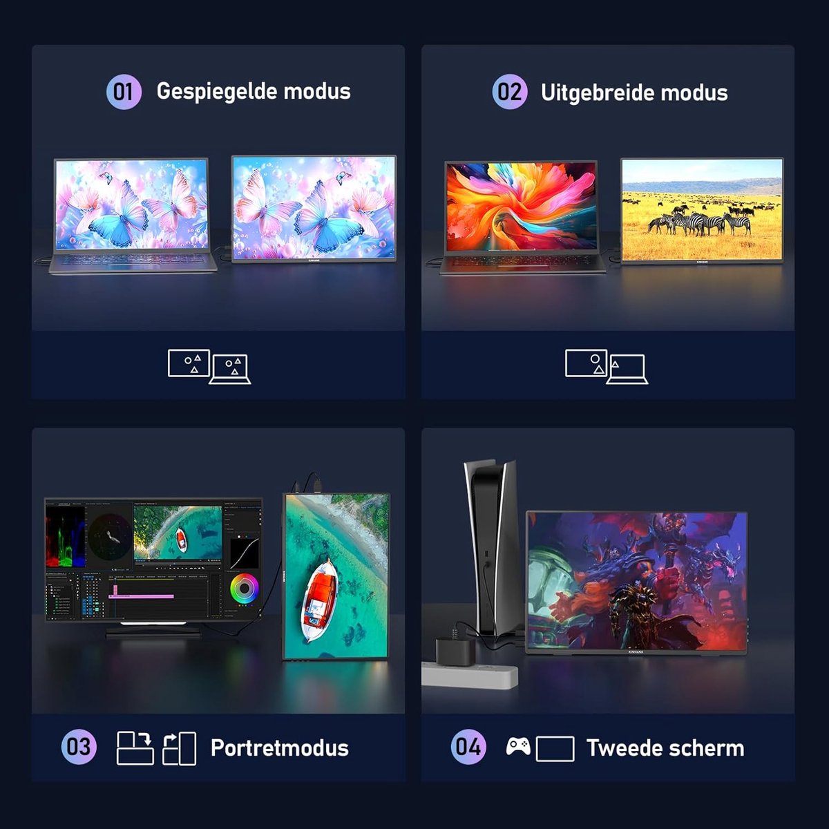 Beeldscherm Plug & Play 16" Monitor (Black) - afbeelding 8