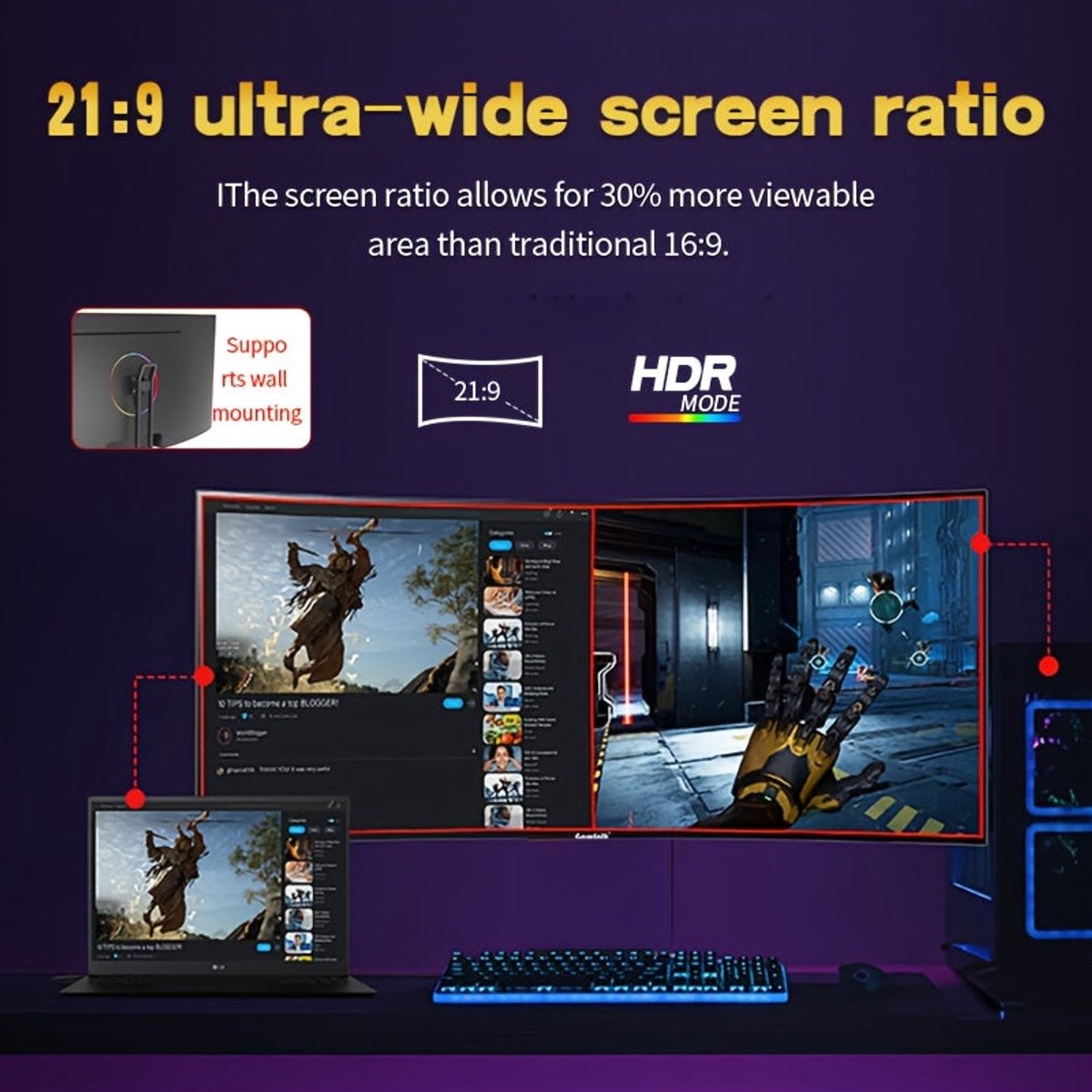 Titan Army C34A1R 34" UWQHD 165Hz Curved Gaming Monitor - afbeelding 8