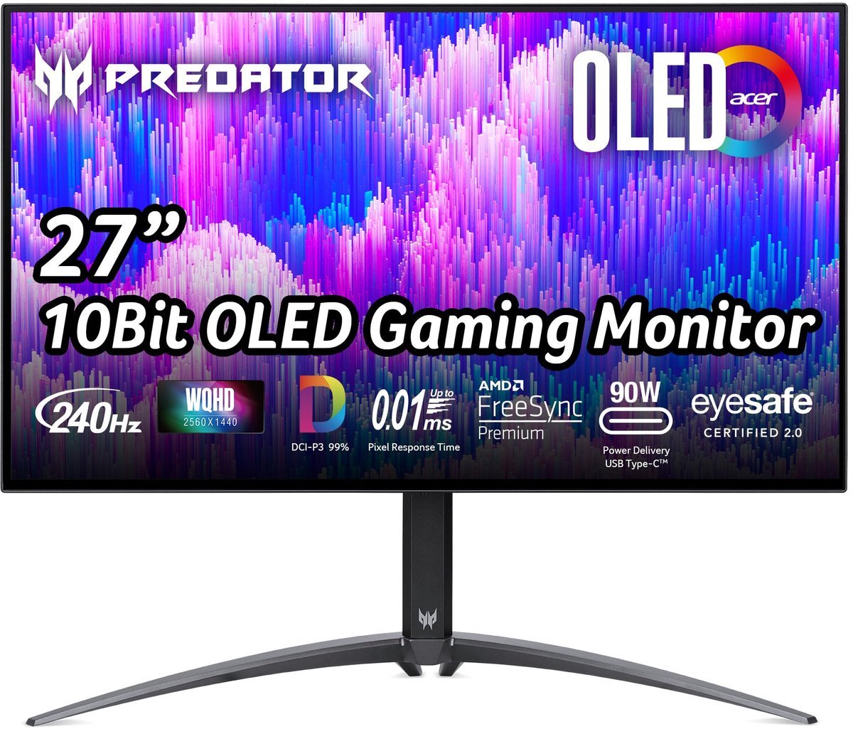 Acer Acer X27U X1 Computer Monitor 67,3 Cm (26.5") 2560 X 1440 Pixels Wide Quad Hd Oled Zwart