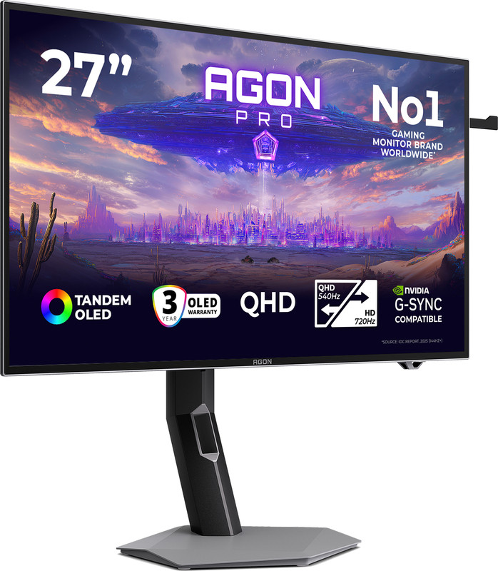 Aoc agon pro agp277qkdc 26 5 monit 2 orig - AOC AGON PRO AGP277QKDC gaming 26.5" Monitor (grijs)