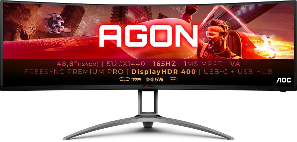 AOC Aoc B2 Ag493Ucx2 - Qhd Ultrawide Gaming Monitor - Usb-C - Kvm-Switch - 165Hz - 49 Inch