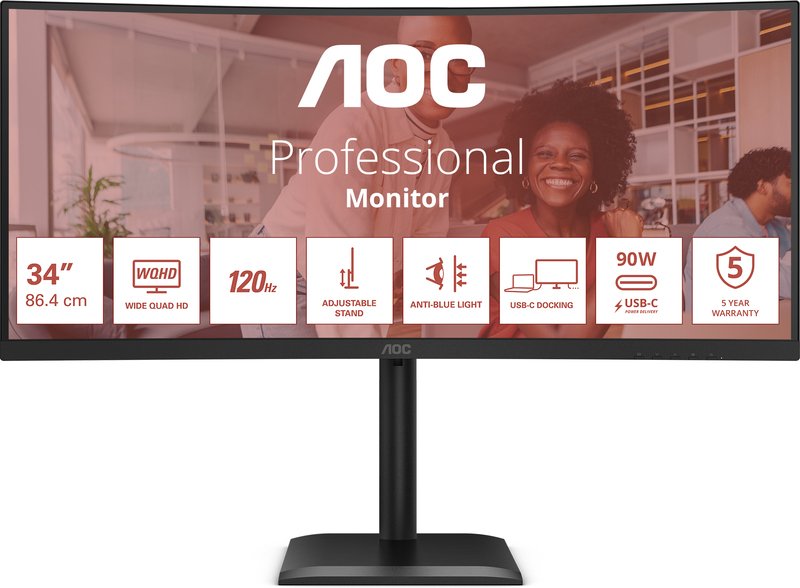 Aoc cu34e4c curved ultrawide busin - AOC E4 CU34E4CV Quad 34" Monitor (Black)