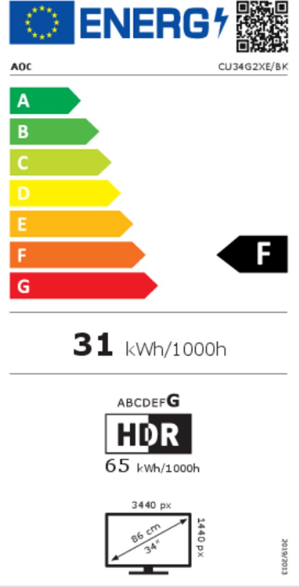 Aoc Cu34G2Xe - Wqhd Ultrawide Curved Gaming Monitor - 144Hz - 34 Inch - afbeelding 6