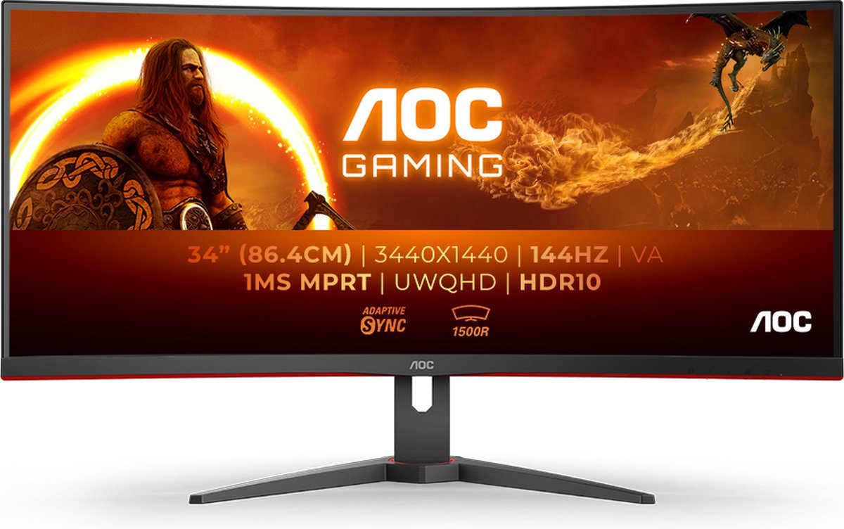 AOC Aoc Cu34G2Xe - Wqhd Ultrawide Curved Gaming Monitor - 144Hz - 34 Inch