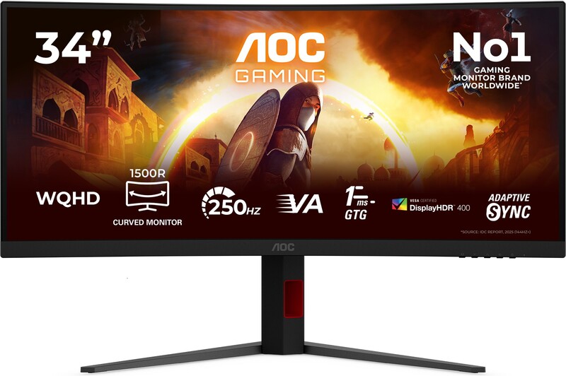 Aoc cu34g4zca 34 curved monitor 2 orig - AOC CU34G4ZCA Curved gaming 34" Monitor (zwart)